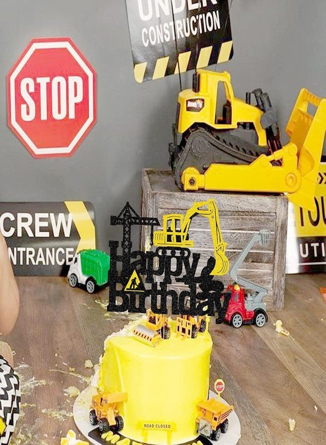 Confetti! Construction Cake Toppers for Construction Birthday Party Supplies Kids Boy Girl Construction Excavator Truck Engineering Themed Happy Birthday Builder Party Supplies Sparkle Decorations - Image 3